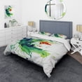 thumbnail image 1 of Designart "Abstract Expression in Green and White II" Abstract Painting Bedding Covert Set - Abstract White Modern Bed Set With 2 Shams, 1 of 6