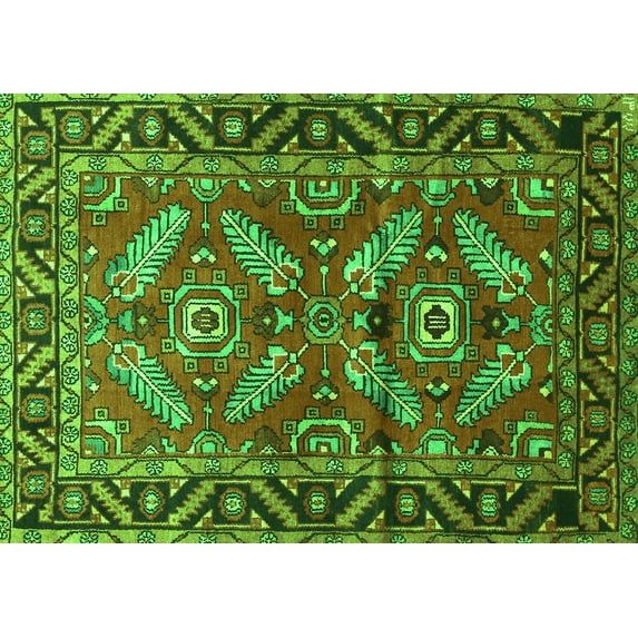 Ahgly Company Indoor Rectangle Persian Green Traditional Area Rugs, 7' x 9'
