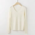 thumbnail image 4 of PIKADINGNIS Core-spun Knitted Sweaters Women New Spring V-neck Slim Pullovers Woman Solid Color Basic Bottoming Female Tops, 4 of 6