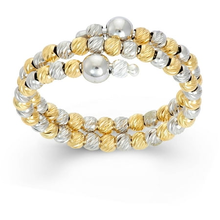 Giuliano Mameli Rhodium and 14kt Gold-Plated Sterling Silver DC Bead Ring