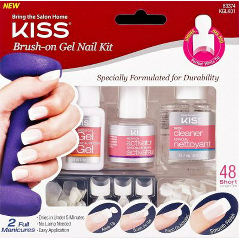 KISS Brush On Gel Nail Kit KGLK01 1 Pack - Walmart.com - Walmart.com