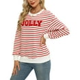 thumbnail image 4 of Sweatshirts for Women Glitter Patch Merry Christmas Letter Print Sweater Embroidered Pullover Tops M, 4 of 10