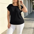 thumbnail image 5 of Tqcoqu Plus Size Tops for Women Summer 2026 Short Sleeve Shirts Tunics Round Neck Casual Loose Blouses,Black Women's L-XXXXL, 5 of 7