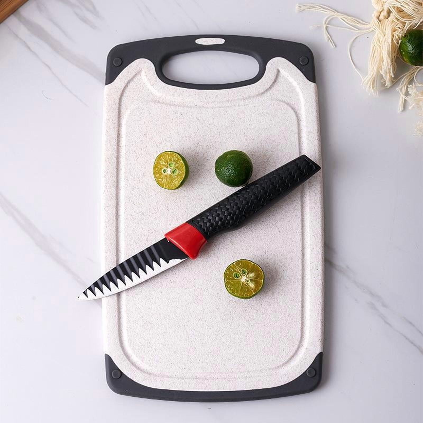 Wheat Straw Cutting Board, 2-Sided Non-Slip Plastic Chopping Board with Juice Groove, Kitchen Cutting Mat for Meat & Veggies
