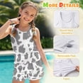 thumbnail image 6 of Xoenoiee Gray Cow Print 2 Piece Tankini Swimsuits for Girls Athletic Bathing Suits with Pockets, Round Neck Swim Tank Top and Boy Shorts, Size 14-15 Years, 6 of 7
