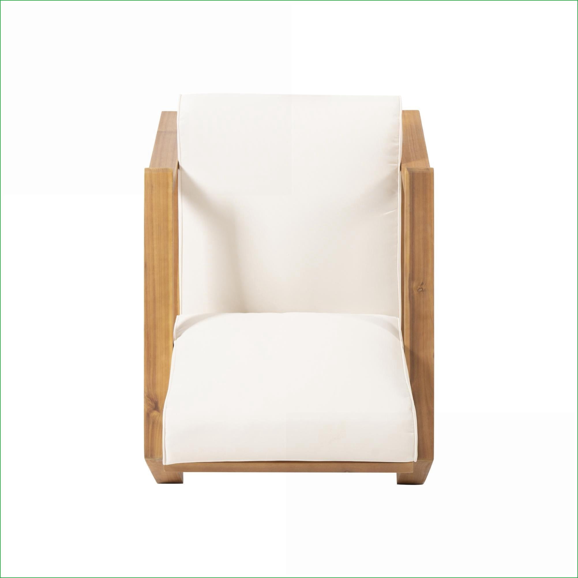 Outdoor Patio Adirondack Chair | Modern Contemporary for Backyard Poolside Fire Pit | Beige | Acacia Wood