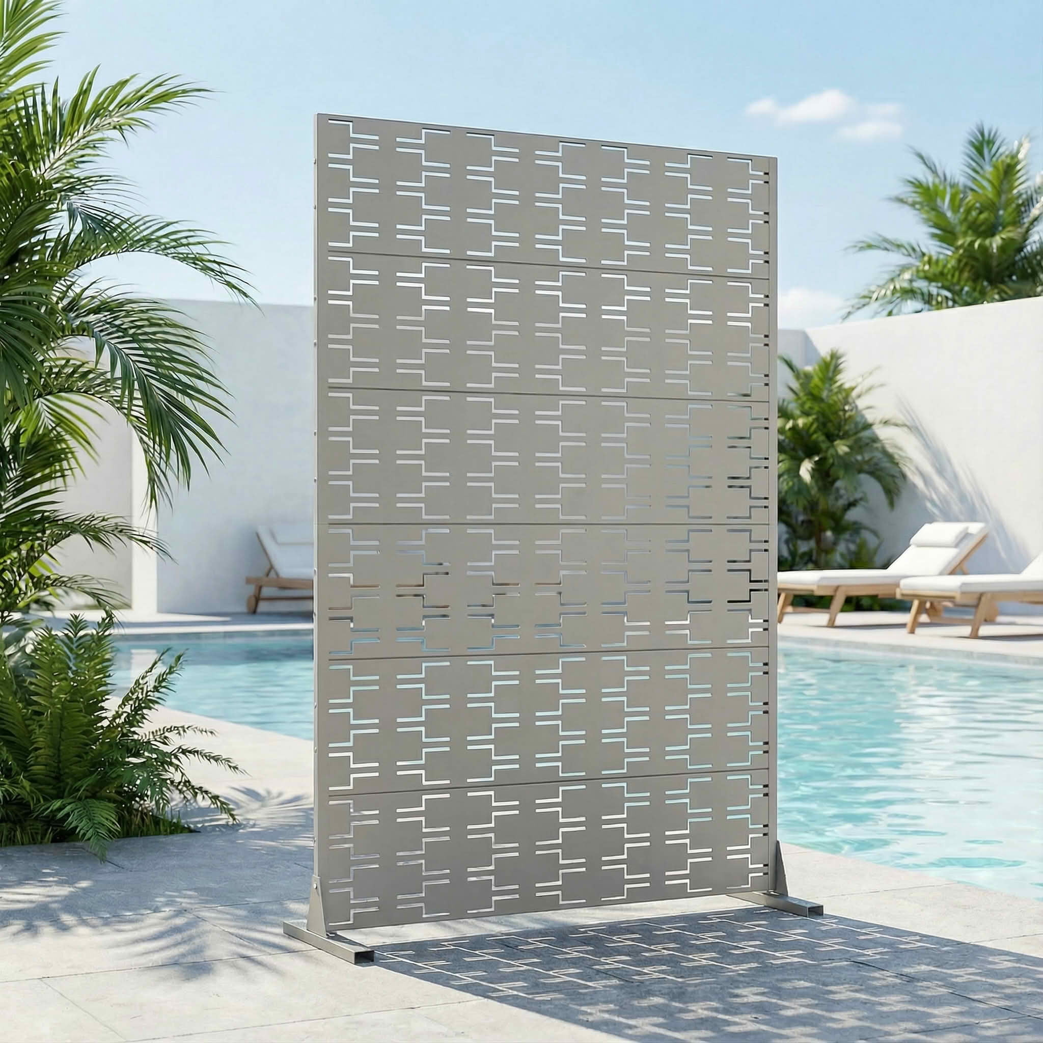 MAYEERTY 72x47 Gray Outdoor Natural Privacy Panel Screen, 6 Piece Set Natural Folding Divider for Backyard and Garden