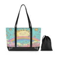 thumbnail image 7 of FORMRS Canvas Laptop Tote Bag for Women with 15.6" Computer Compartments Shoulder Handbag, Retro Blue Rainbow, 7 of 7