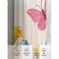 thumbnail image 5 of Cartoon Butterfly Flowers Sheer Curtains 2 Panels Set Watercolor Sun Yellow Blue Red Floral Leaf Sheer Window Curtains Light Filtering Rod Pocket Voile Drapes for Bedroom Living Room 52"x54", 5 of 8