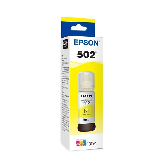 Epson 502 EcoTank Ink Ultra-high Capacity Yellow Bottle Works with ET-2750, ET-2850, ET-2980, ET-2988, ET-3750, ET-3760, ET-3850, ET-4850, and other select EcoTank models