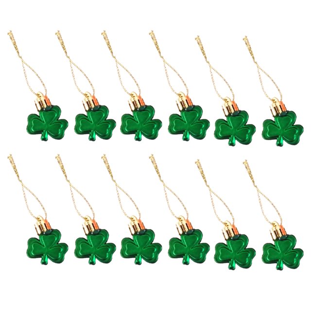 12 piezas de decoraciones para el árbol del día de San Valentín Día de San Patricio Patio trasero Jardín Trébol Buena suerte Trébol Adorno Ropa, zapatos y accesorios Miscelánea de color verde oscuro Sonducket AP008830-01B
