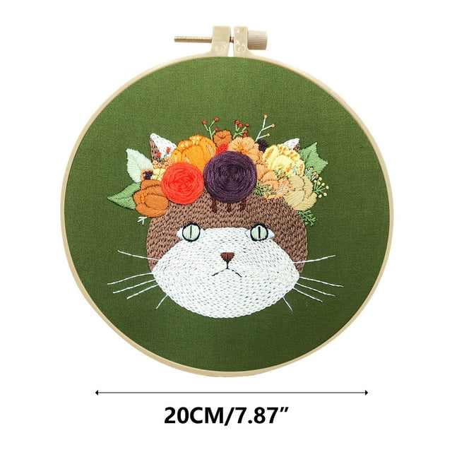 Birdeem Embroidery Hoop Flower Kit for Beginner Embroidery Cats New Product Embroidery Diy Stereoscopic Beginner Basic Fabric Material Pack