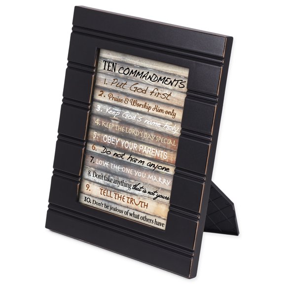 Contemporary Ten Commandments Black with Gold Trim 8 x 10 Framed Wall Art Plaque