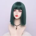 thumbnail image 2 of Seitruly Peluca de mujer, pelo corto y liso, fiesta, vacaciones, Club, vestido elegante, decoración de Cosplay, regalos de disfraces para mujeres y Cuidado del cabello Azul oscuro Seitruly CE014354-04, 2 of 6