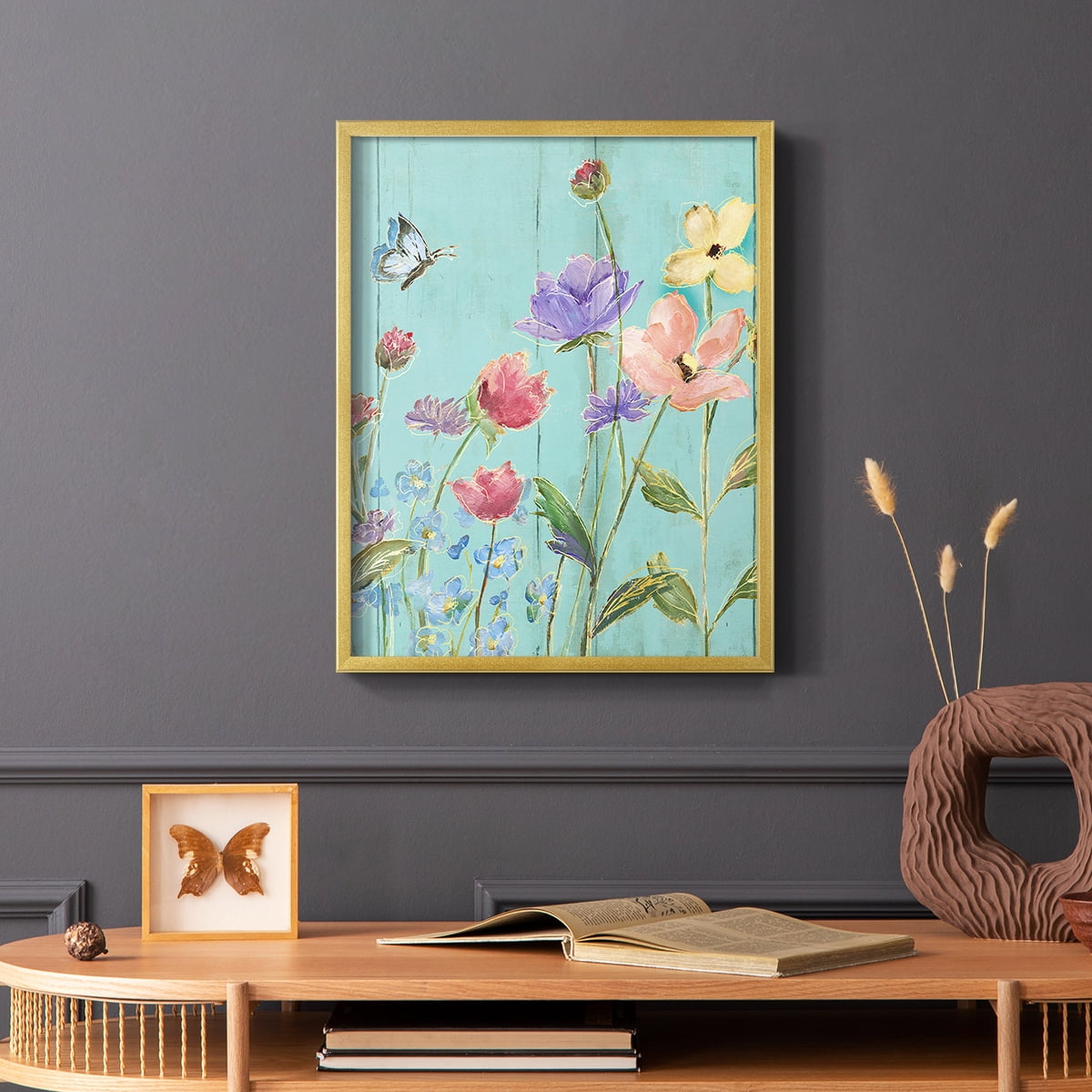 Wildflower Flutter III Framed Print - Solid Wood in Single Picture Frame Solid Wood 2 Framed Print