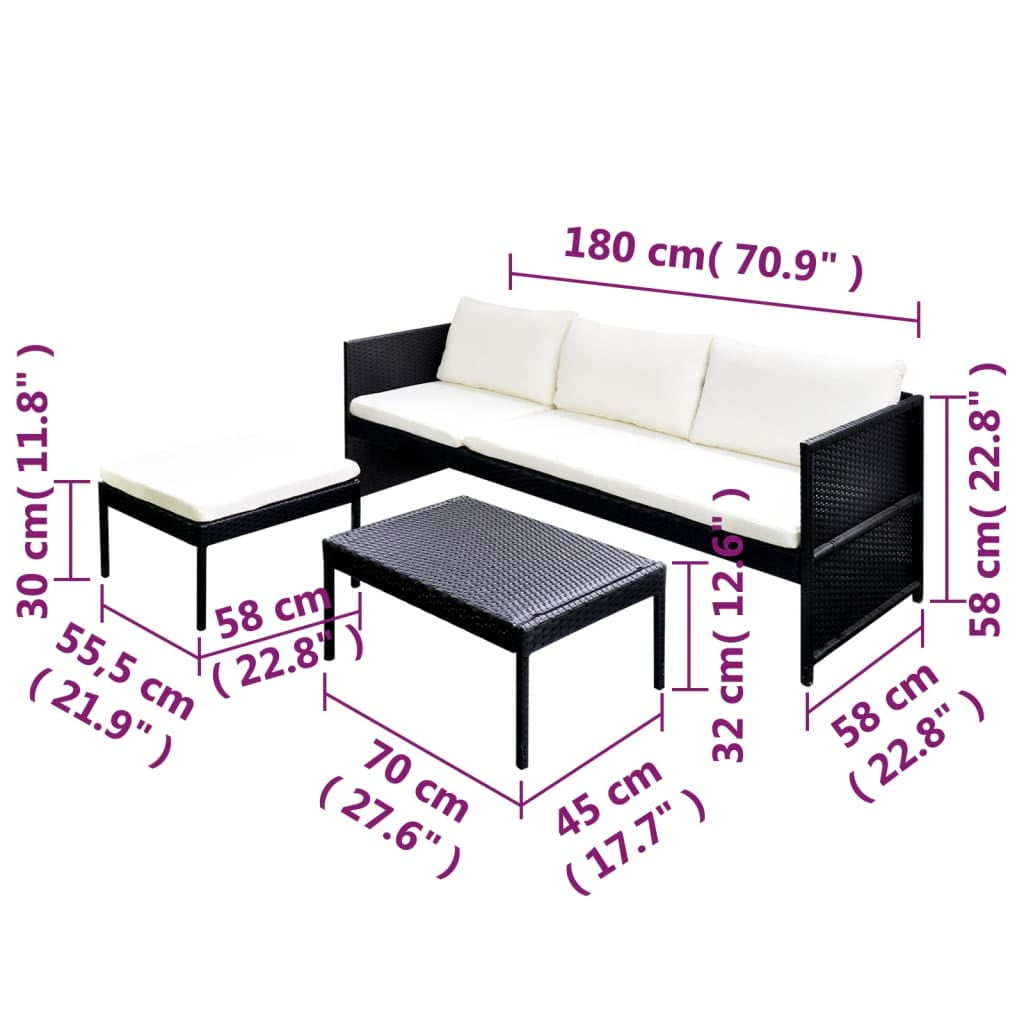 Kepooman Outdoor Patio L-Shaped Rattan Sectional Sofa Set with Cushions, Black Kepooman Outdoor Patio L-Shaped Rattan Sectional Sofa Set with Cushions, Black