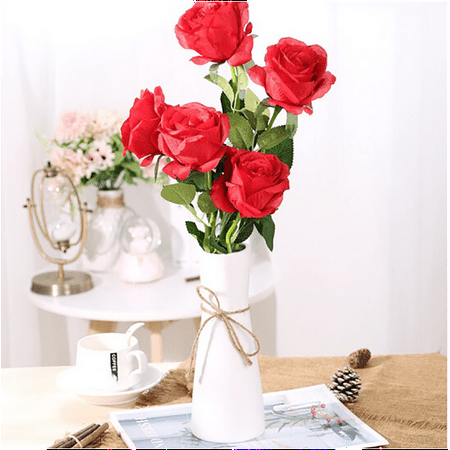 HUACA Faux bouquet de fleurs artificielles, fleur séchée, fleur de  décoration de fleur de soie en plastique, décoration d'arrangement de fleur  de salon, 10 roses rouges | Walmart Canada
