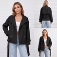 thumbnail image 2 of Double Breasted Crop Trench Coats for Women Casual Stand Collar Belted Lightweight Outerwear, 2 of 6