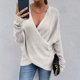 thumbnail image 2 of Suéteres para mujer Suéter de manga larga Pullove con cuello en V Camisa de color sólido de moda Suéter Tops Odeerbi  ODB-3, 2 of 9