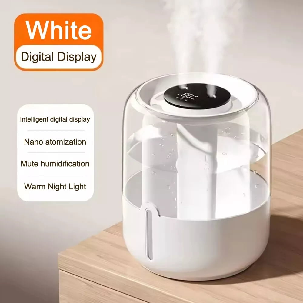 Raistyw Humidifiers for Bedroom, 6.8 L Cool Mist Top-Fill Humidifier for Large Room, Plants, Baby Nursery, Indoor, 20H Runtime, Quiet 36dB, Controllable Lighting, White