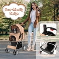 thumbnail image 4 of Demi Bonn 40" 4 Wheels Pet Stroller Dog Cat Cage Jogger Stroller for Medium Small Dogs Cats Travel Folding Carrier Puppy Stroller with Storage Basket and Adjustable Canopy, Beige, 4 of 9