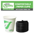 thumbnail image 3 of 10oz Disposable Compostable White Paper Coffee Cups with Black Dome Lids Green Leaf, 3 of 9