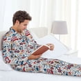 thumbnail image 6 of Naloa London Symbols1 Men’s Pajamas Set - Long Sleeve Button Down Sleep Shirt and Pajama Bottoms Sleepwear Set-Medium, 6 of 7
