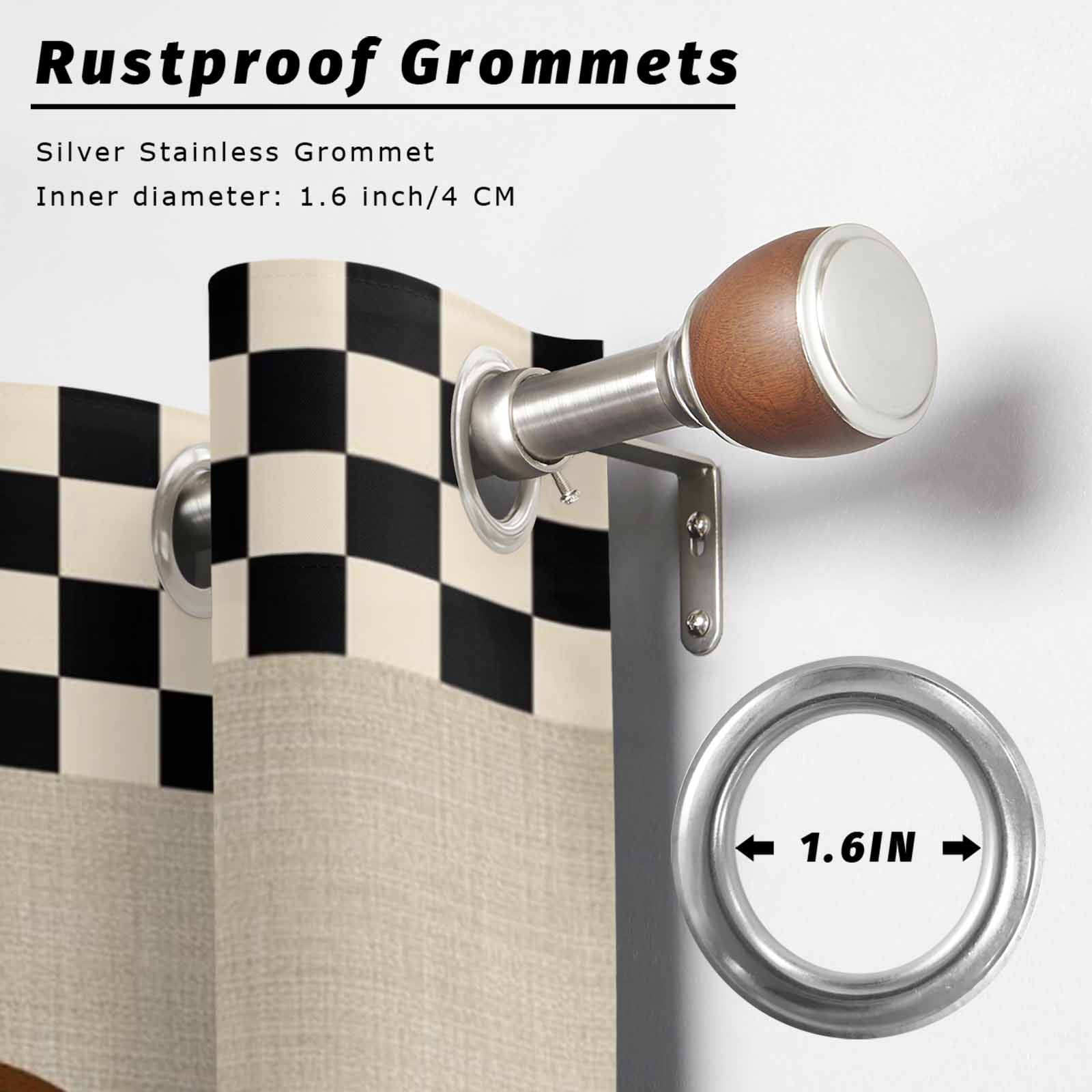 Coffee Cup Outdoor Curtains for Patio, Retro Country Brown Lines Cup Linen Black Plaid Sunshade Privacy Drapes Grommet Waterproof Outside Curtains for Porch/Cabana/Balcony 54"x 108", 1 Panel