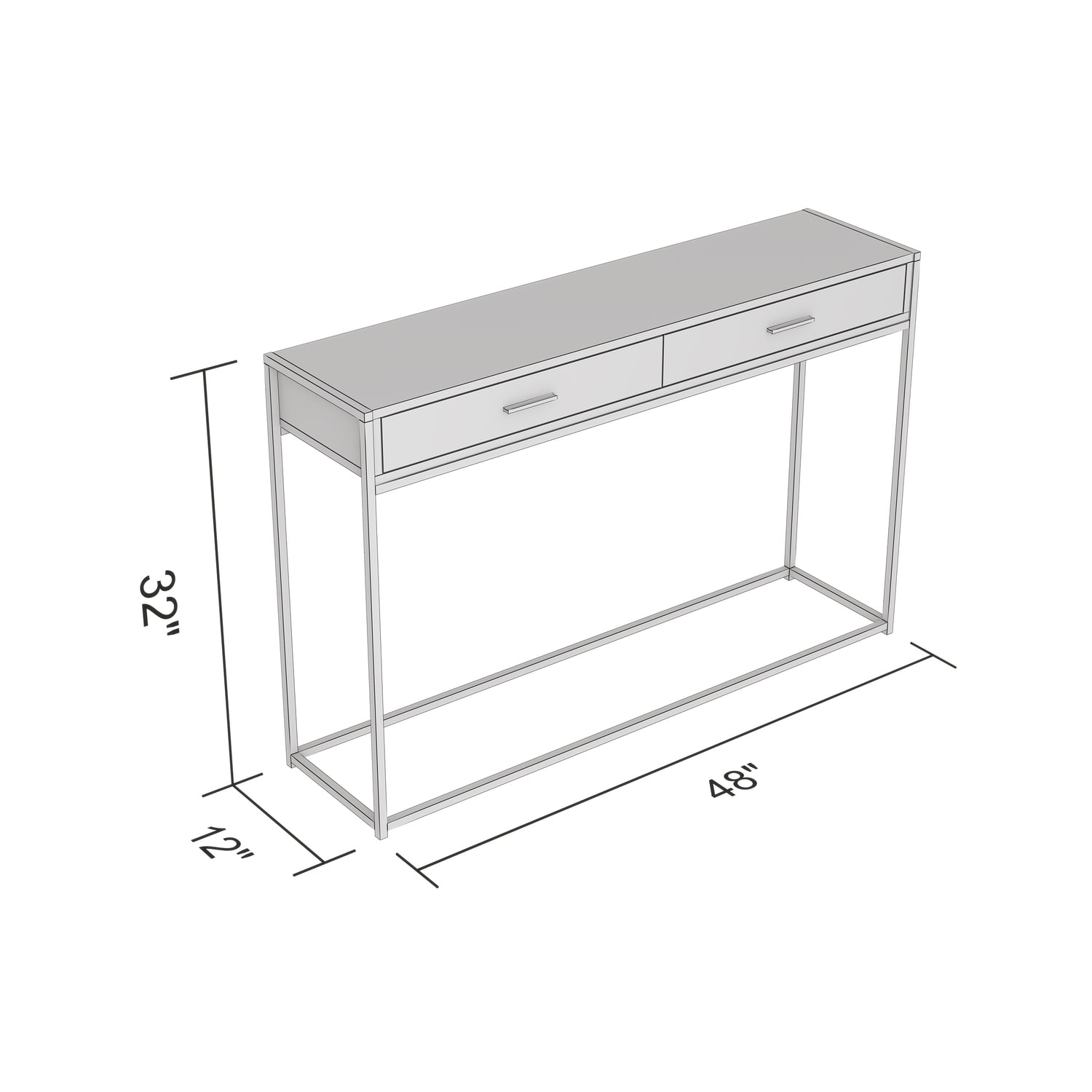 Safdie & Co. Table Console Bois Gris, 2 Tirroir Avec Base En Metal Noir