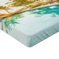 thumbnail image 2 of Ambesonne Landscape Fitted Sheet, Poolside Exotic Island, Queen Size, Multicolor, 2 of 3
