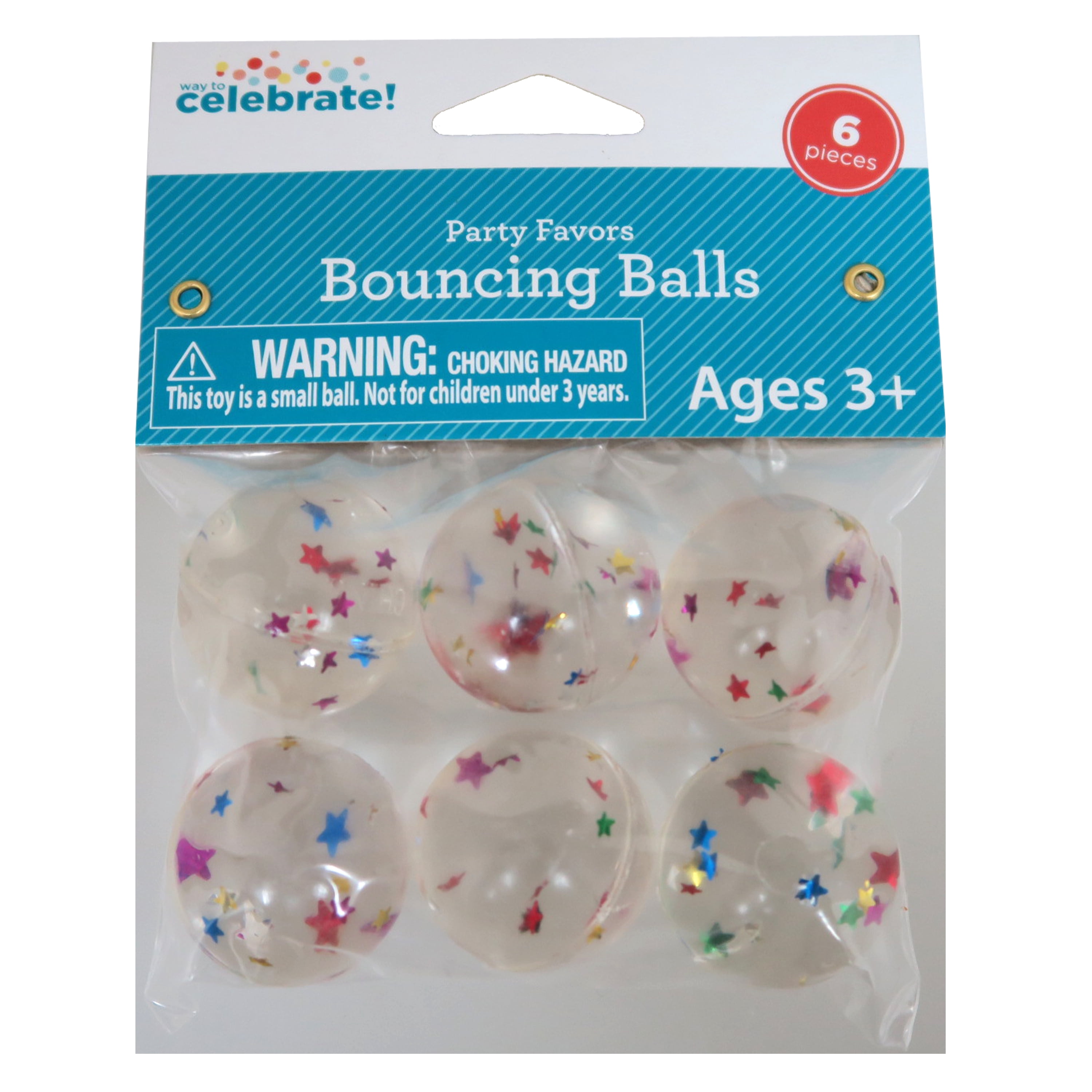 Way To Celebrate Children's Bouncing Toy Balls, PVC Multicolor, 6 Pieces