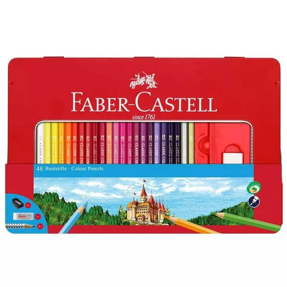 Faber-Castell 115888 Crayons Hexagonaux de Couleur Classique, Boîte de 48