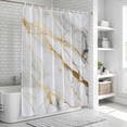 thumbnail image 6 of Marble White Gold Bathroom Shower Curtains with 12 Hooks Polyester Waterproof Shower Curtain for Stalls and Bathtubs Abstract Simple Marble Geometric Decorative Bathroom Privacy Curtain 36x78 Inches, 6 of 8