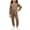 Q324 Coffee, variant on Mifsaly Girls 2 Piece Outfit Set Solid Crew Neck Long Sleeve Top and High Waist Elastic Jogger Pants