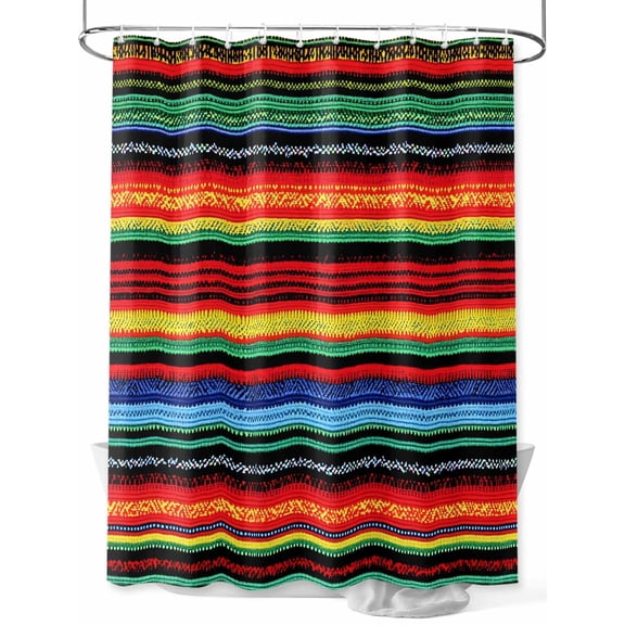 Shower Curtains for Bathroom-72"x72", Abstract Mexico Ethnic Color Stripe Waterproof Bath Curtain Grommet Shower Curtain Set with Hooks, Tribal Colorful Lines Washable Bath Accessories