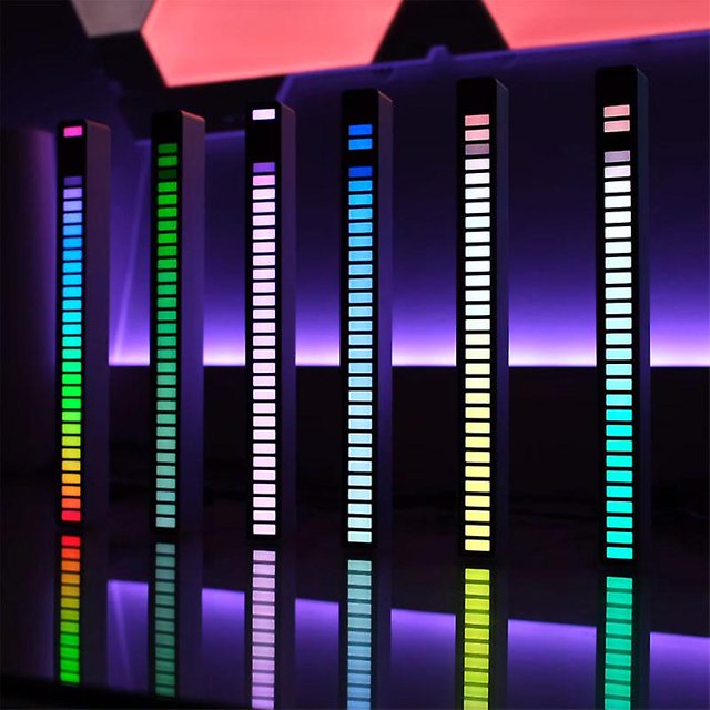Tira de luces Led Rgb Usb para coche, lámpara de camioneta activada por voz, estilo Interior, luz ambiental dinámica Led Rgb decorativa LingWen 1327534301229