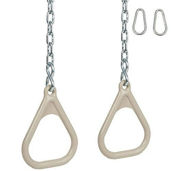 Swing Set Stuff Trapeze Rings (Tan) with Chains and SSS Logo Sticker