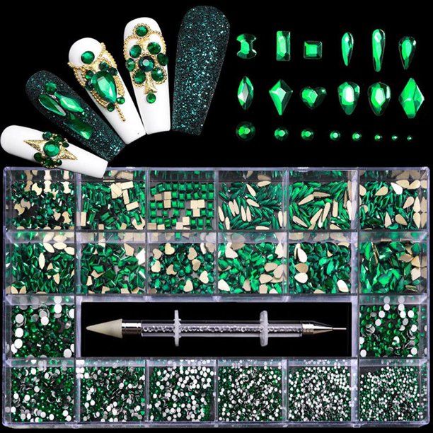 Diamantes De Imitación Para Uñas, Kit Profesional De Cristal Para Uñas, 9000 Uds., Cristal De Múltiples Formas, Diamantes De Imitación Ab, Suministros Para Decoración De Uñas, Accesorios 21 Rejillas Yuarrent CE007388-05