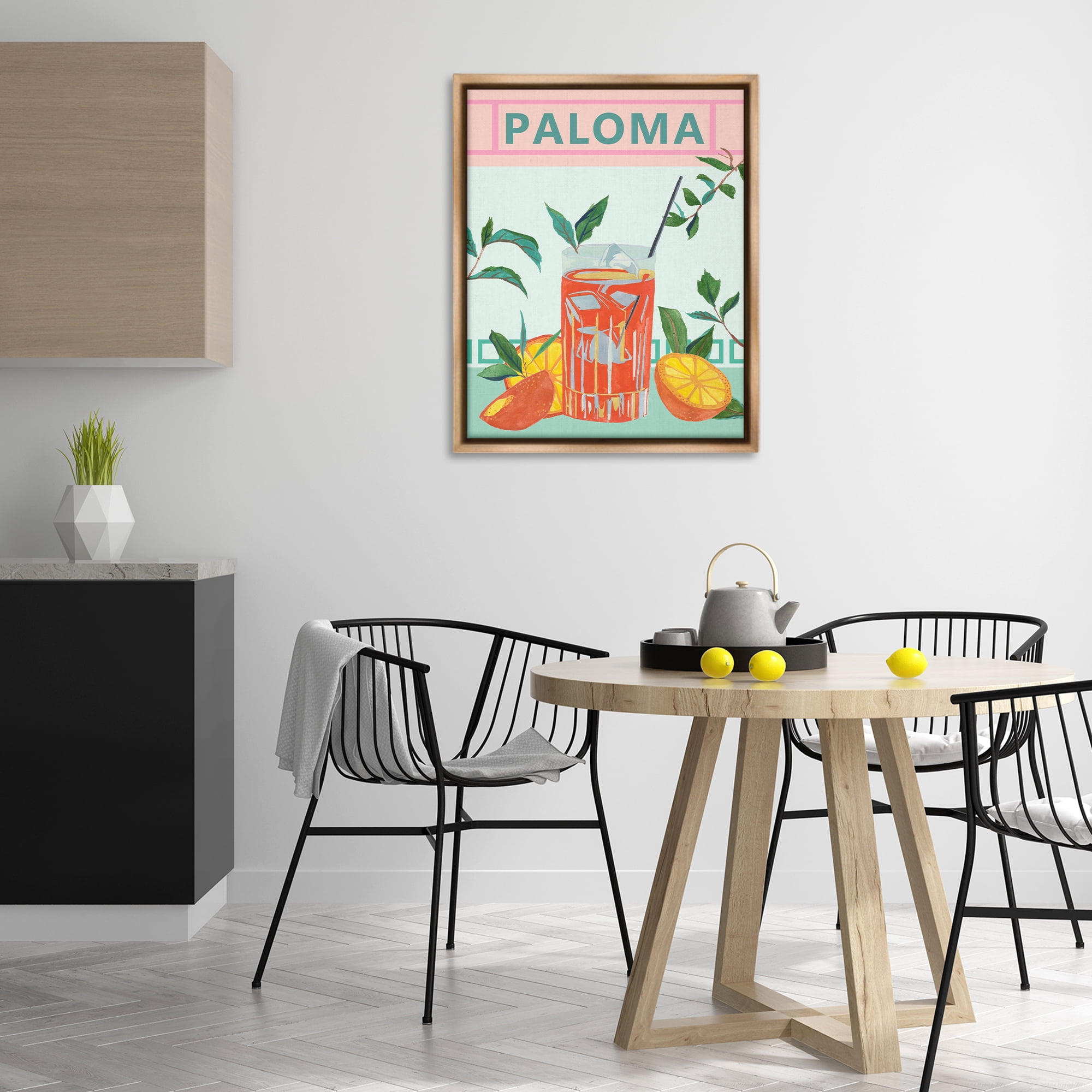 Stupell Industries Paloma Tropical Cocktail Food & Beverage Painting Brown Floater Framed Canvas Art Print Wall Art, 25 x 31