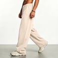thumbnail image 6 of Smsaxvxz Sweatpants for Men Lightweight Elastic Waist Drawstring Jogger Pants Casual Loose Straight Leg Trousers with Pockets Beige XXL, 6 of 7