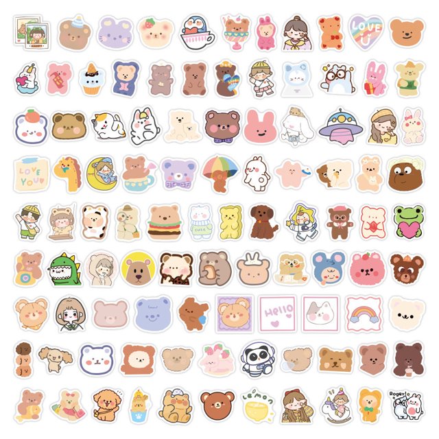 1000 pegatinas de dibujos animados de osos coreanos, lindas pegatinas decorativas con forma de corazón para niñas, pegatinas para maletas y teléfonos
