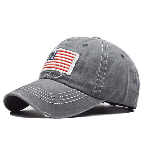 Opolski Unisex Vintage American National Flag Ripped Anti UV Ponytail Hat Baseball Cap