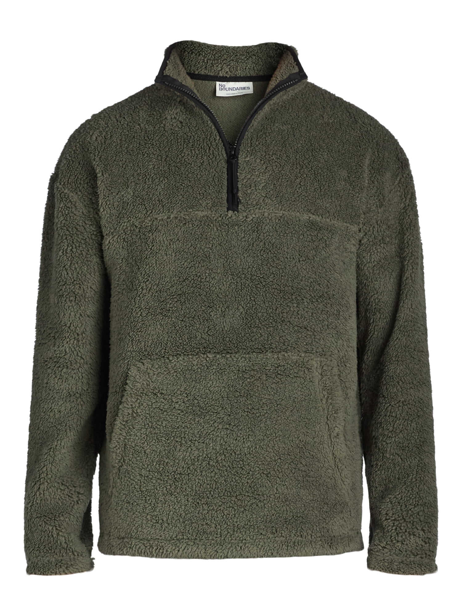 No Boundaries Men's & Big Men's Faux Shearling High Pile Fleece Quarter Zip Pullover, Sizes XS-5XL
