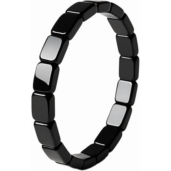 Hemios Hematite Bracelet for Men – Natural Stone Energy Bracelet for Focus, Vitality & Confidence – Adjustable Beaded Jewelry Gift for Stress Relief, Balance & Modern Masculine Style