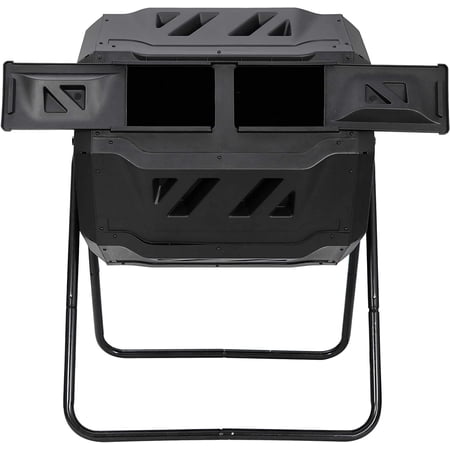 43 Gallon Large Compost Tumbler Bin Dual Chambers Composting Tumbler Rotating Waste Bin Outdoor Garden All Season