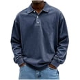 thumbnail image 2 of Men's Long Sleeve Shirt Blended Nylon Spandex Casual Button Down Lapel Blouse Top Vintage Solid Color Casual Daily Work Streetwear Gift | Zenithor,Navy XL, 2 of 6
