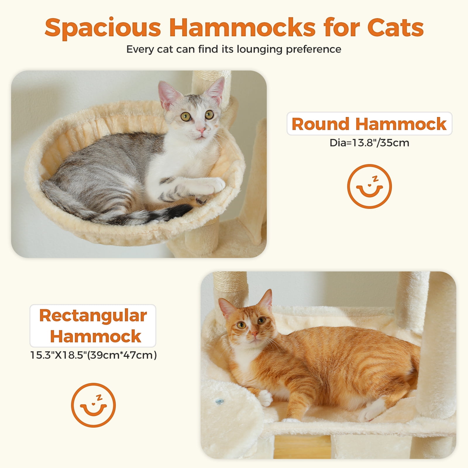 PEQULTI 69" 7-Level Indoor Cat Tree with Scratching Post & Hammock Cat Tower for Large Cats Beige