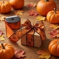 thumbnail image 4 of Spiderweb Pumpkin Bats Plaid Halloween Ribbon 141in, Orange Black Polyester Craft Wrap for Gift Box Wreath Bouquet DIY, Holiday Party Supply, 4 of 7