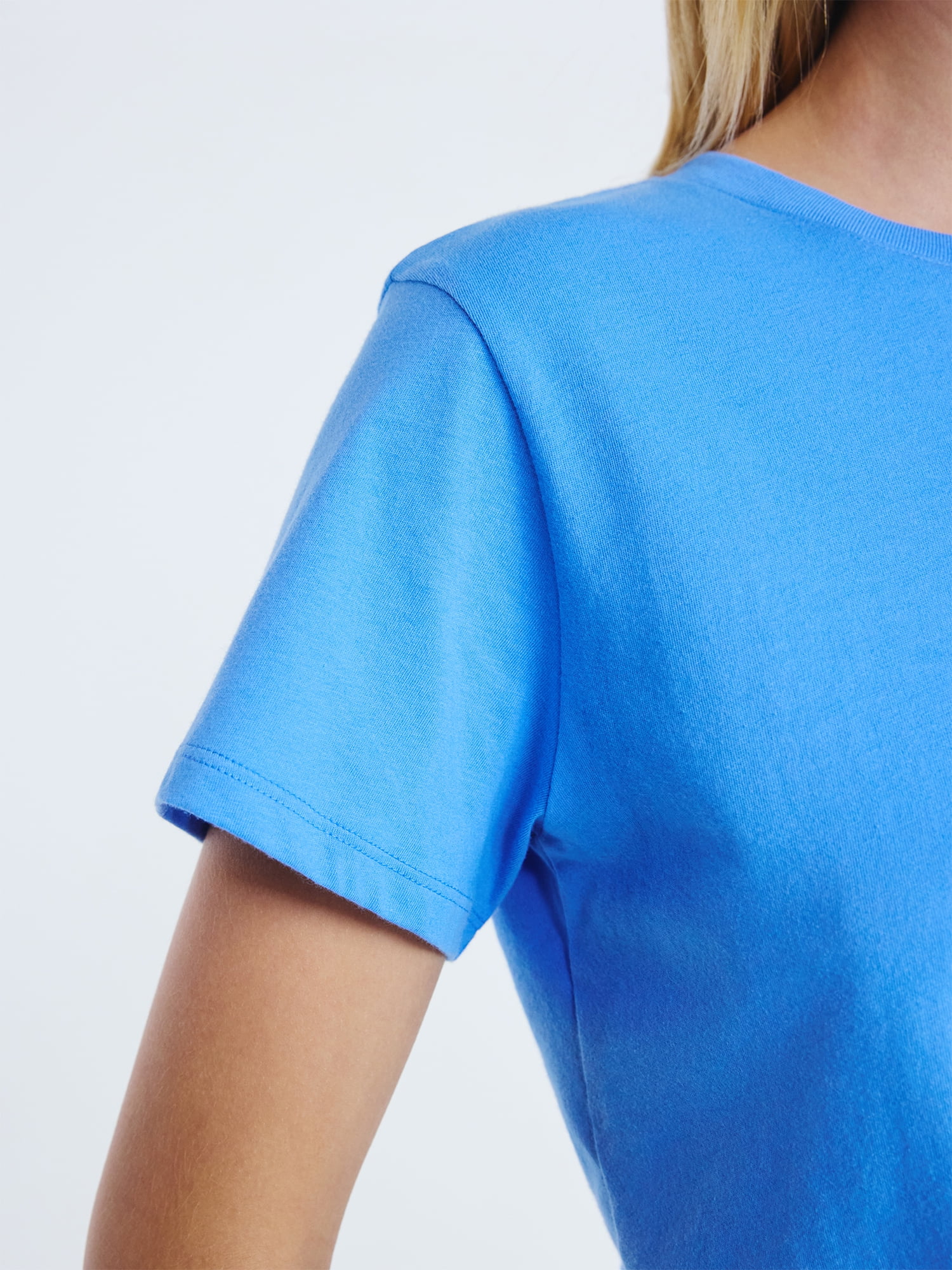 Free Assembly Women's and Women's Plus Cotton Cropped Boxy Tee with Short Sleeves, Sizes XS-4X