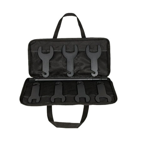 

1 Set/8 Pcs Heavy Duty Car Fan Manual Tool Pneumatic Fan Clutch Wrench Set Removal Tool with Storage Zipper Pouch Compatible for GM (Black)
